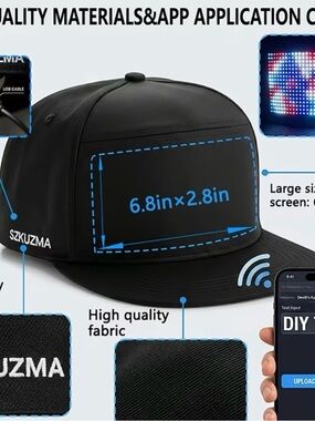 SZKUZMA Black LED Display Cap - Customizable Front Panel